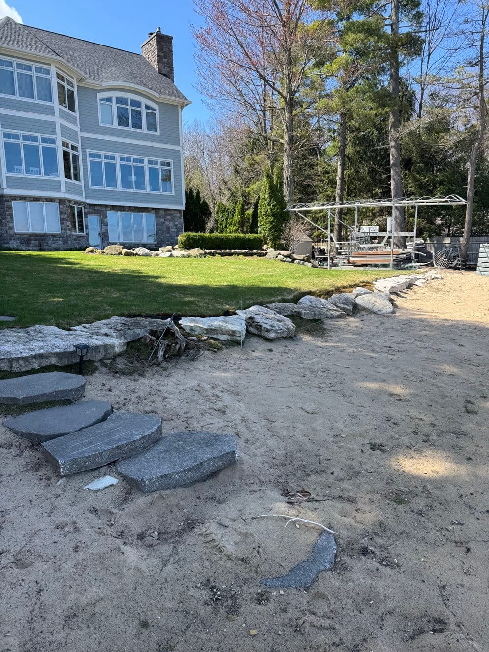 Gallery photos for Limestone Outcroppings and NY Bluestone Steps Fix a Failing Beach Transition: Image #6