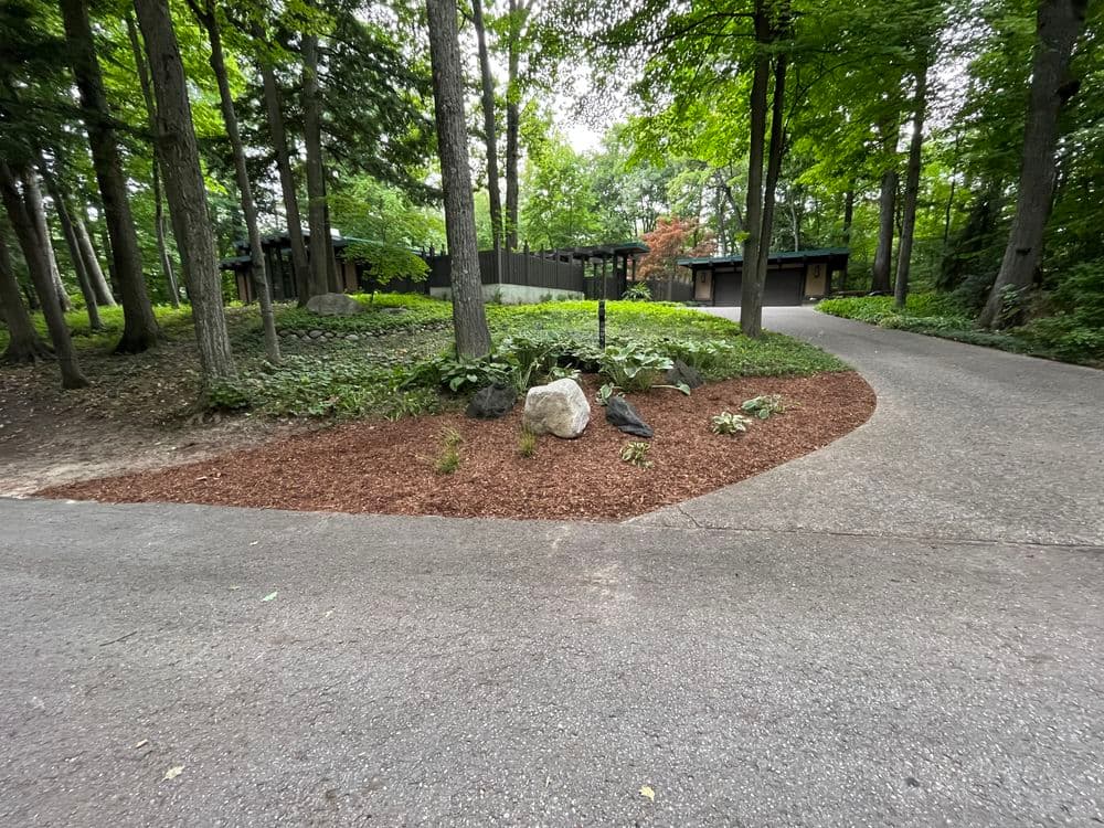 Gallery photos for Subtle Driveway Entrance Design Using Boulders and Natural Plantings: Image #2