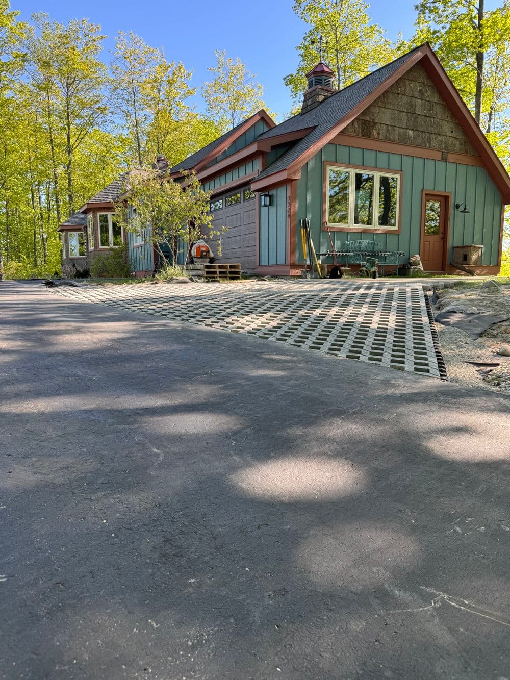Unilock Turfstone Driveway Turns an Awkward Space into a Greenscape image