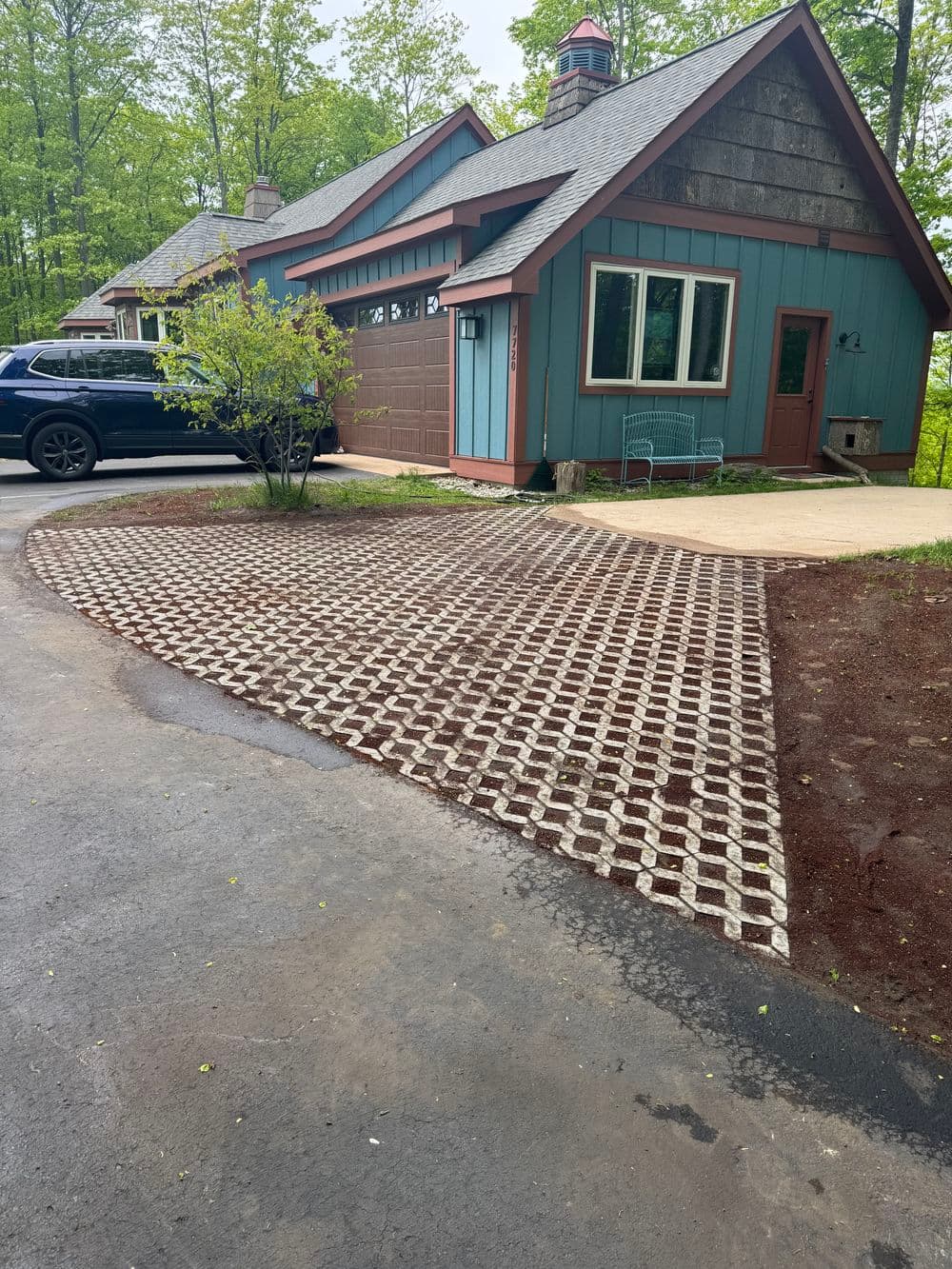 Gallery photos for Unilock Turfstone Driveway Turns an Awkward Space into a Greenscape: Image #3